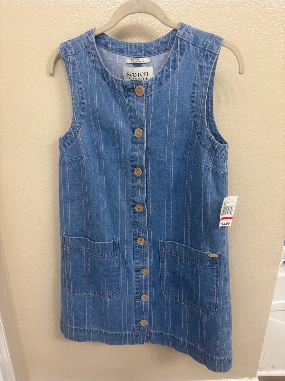 Scotch & Soda Light Blue Denim Dress with Contrast Stitching